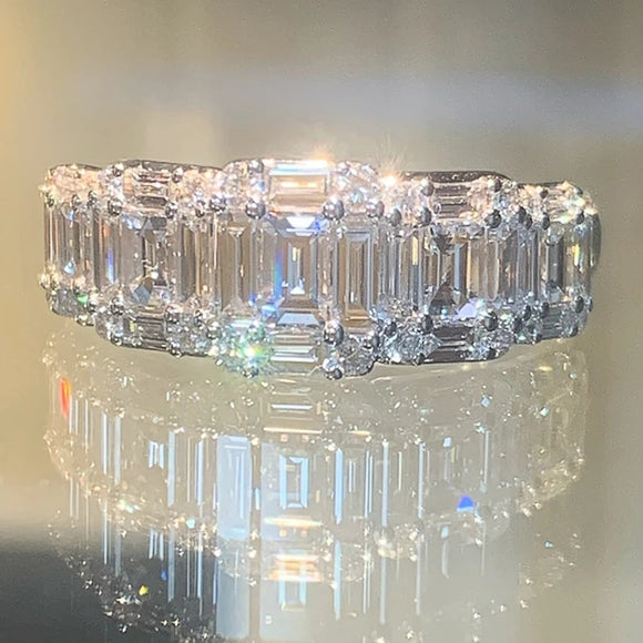 Full Dazzling Zircon Ring for Women Wedding Band Jewelry