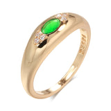 Luxury 585 Rose Gold Women Ring Natural Green Zircon Wedding Jewelry