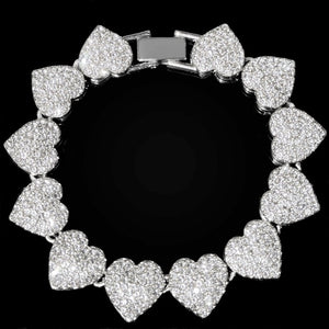 Luxury Bling Heart Chain Bracelet for Women Wedding Jewelry Gift
