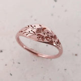 Carve flowers Ring Women Gold Engagement Party Jewelry