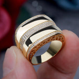 Inlaid Zircon Gold Ring Women Bridal Wedding Jewelry