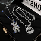Double Layer Beads Chain Necklace Women Party Jewelry