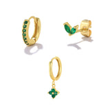 Luxury Green Emerald Stud Earrings for Women Wedding Jewelry