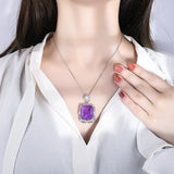 Vintage Amethyst Pendant Necklace for Women Party Fine Jewelry