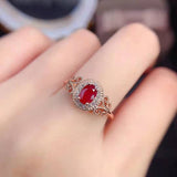 Natural Oval Ruby Rings For Women Anniversary Jewelry