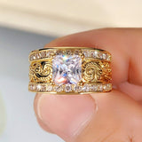 Princess Square Sapphire Ring Women Wedding Jewelry