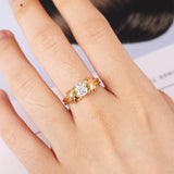Classic Round Sapphire Ring Gold for Women Wedding Jewelry