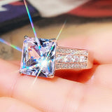 Princess Square Zircon Ring Women for Wedding Bling Party Jewelry