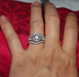 Vintage Bridal 3pcs Ring Set White Diamond Women Jewelry