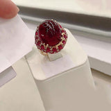 Luxury Oval Ruby Ring 585 Rose Gold for Women Wedding Jewelry