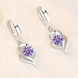 Purple Zircon Earrings 925 Silver Women  Wedding Jewelry