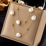 Large Pearl Pendant Necklace For Women Chain Party Wedding Jewelry