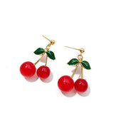 Cherry Long Drop Earrings Women Wedding Jewelry