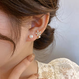 Elegant Inlaid Pearl Flower Earrings Zircon Gift For Women Jewelry