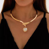 Big White Pearls Necklace For Women Gold Wedding Jewelry Gifts
