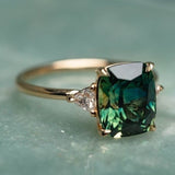 Vintage Square Emerald Ring for Women Gold Inlaid Green Zircon Wedding Jewelry