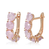 Natural Zircon Drop Earrings for Women 585 Rose Gold Wedding Jewelry