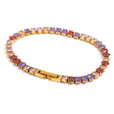 Luxury Tennis Zircon Bling Jewelry Set Necklace Bracelet for Women Party
