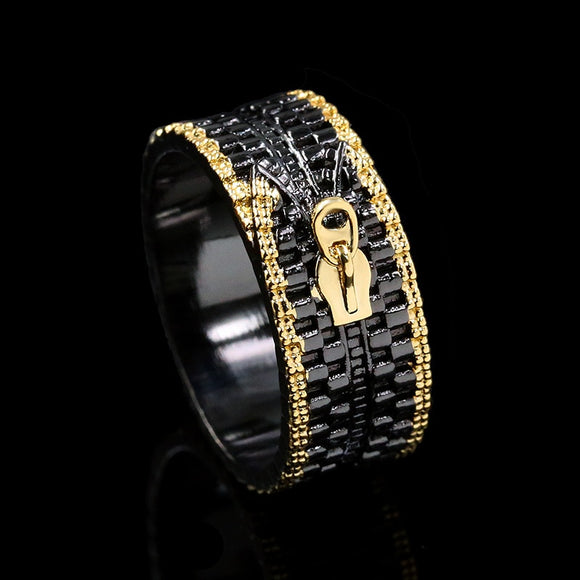 Black Zipper Ring 925 Silver For Women Bridal Party Jewelry