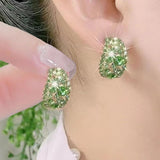 Luxury Green Gemstone Earrings Women Wedding Jewelry