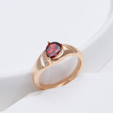 Red Natural Zircon Ring 585 Rose Gold for Women Wedding Fine Jewelry