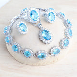 Blue Women Bridal Jewelry Sets Silver Wedding Jewelry