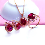 Luxury inlaid ruby jewelry set 585 Gold Rose Wedding Jewelry