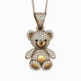 TwoTone Bear Pendant Necklace Girls Anniverssary Jewelry