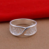 Vintage hollow Wedding Silver Ring for Women Wedding Jewelry