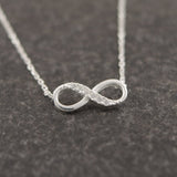 Shiny Infinity Silver Pendant Necklaces Women Choker Lucky Long Link Chain NecklaceShiny Infinity Silver Pendant Necklace Long Link Chain For Women Jewelry