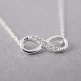 Shiny Infinity Silver Pendant Necklace Long Link Chain For Women Jewelry