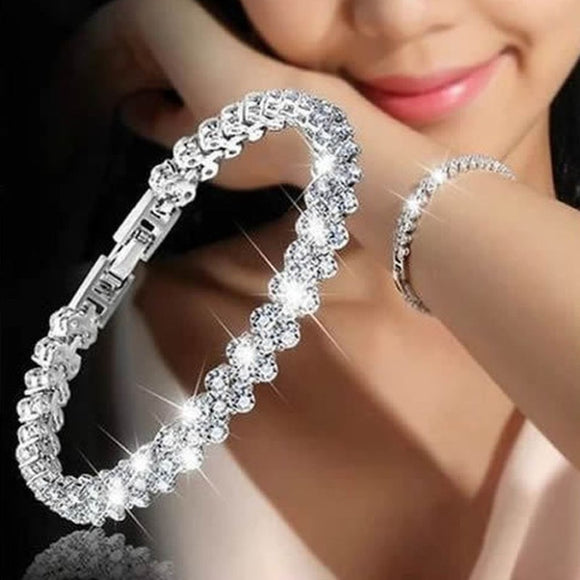 White Zircon Gold Chain Bracelet Silver Women Wedding Jewelry gifts