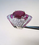 Vintage Big Ruby Ring Silver Wedding Jewelry For Women