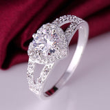 Clear Zircon Gemstone Ring Silver For Women Wedding Jewelry