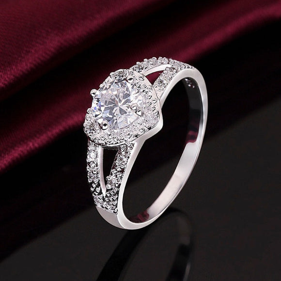 Princess Gemstone Love Ring Wedding 925 Sterling Silver Women's Promise Jewelry