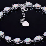 Fire Opal Jewelry Set Sliver Bracelet Earrings Bridal For Women