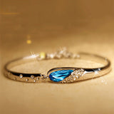 Water Drop Blue Zircon Bracelet Link Chain Women Wedding Jewelry