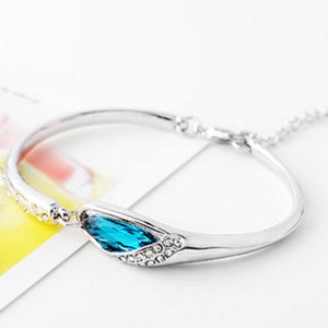 Water Drop Blue Zircon Bracelet Link Chain Women Wedding Jewelry