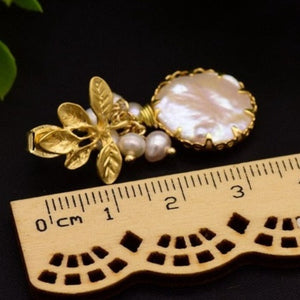 Genuine Fresh Water Baroque Pearl Dangle Earrings Women's Handmade Fine Jewelry