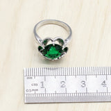 Vintage Green Zirconia Earrings Ring Pendant Necklace Silver 925 Jewelry Set Wedding Jewelry Sets