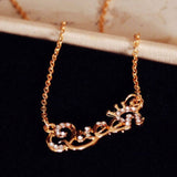 Crown Gemstone Chain Necklace 14K Gold Wedding Women Jewelry