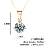 White Zircon Pendant Necklace 14K Gold Women's Wedding Jewelry