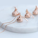 18K Rose Gold Chocolate Necklace Clavicle Chain For Women