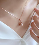 Unique White Sapphire Pendant Necklace Gold Chain Jewelry For Women