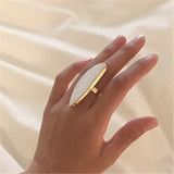 Oval Acrylic Resin Ring 14K Gold Women Wedding Band Jewelry