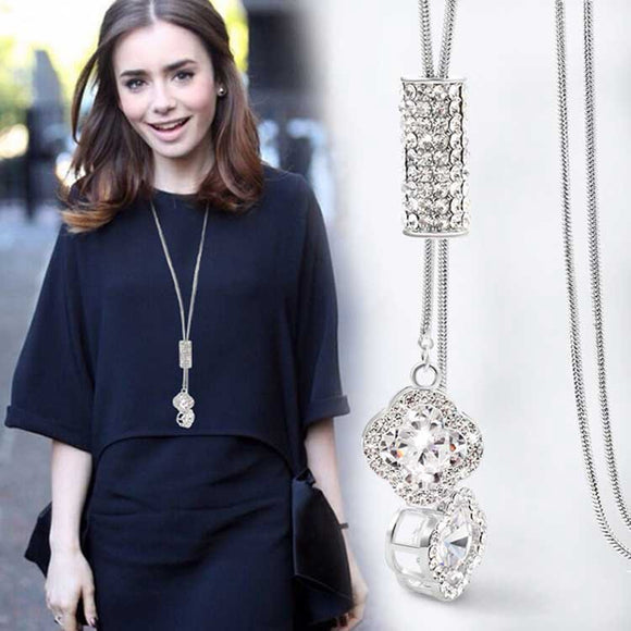 Luxury White Pearl Necklace Long Chain Women Engagement Jewelry