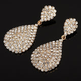 Luxury Water Drop Dangle Earrings Gold Silver Bridal Wedding Fine Jewelry