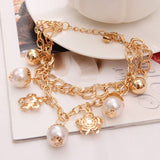 Butterfly Silver Charm Bracelet Multi Layer Chain Women Wedding Jewelry