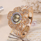 Big Flower Gemstone Watch 14K Yellow GoldWrist Watche Women Jewelry 