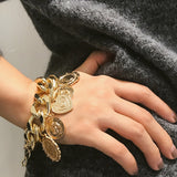 10kt Punk Chain Gold Bracelet For Women Anniversary Jewelry